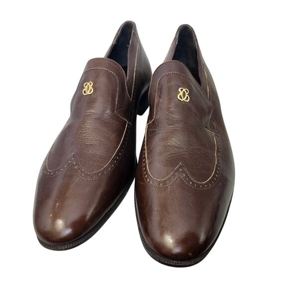 Vintage Stanley Blacker 7.5 Brown Loafer Made In Italy Wingtip Oxford - Picture 3 of 12